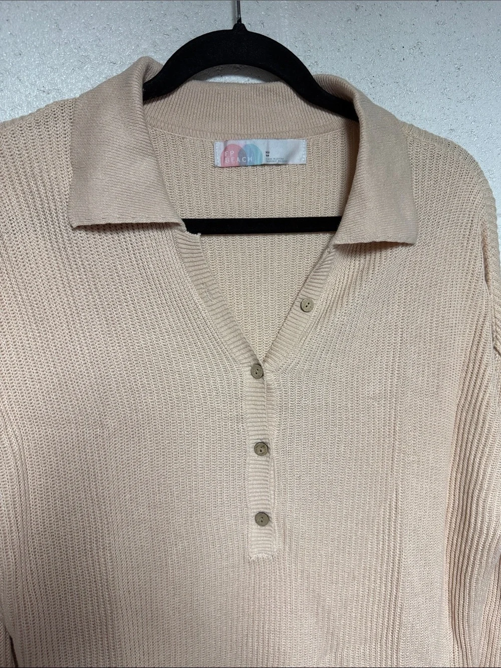 Free‎ People Women’s Cream Collared Knit Romper Sz xs